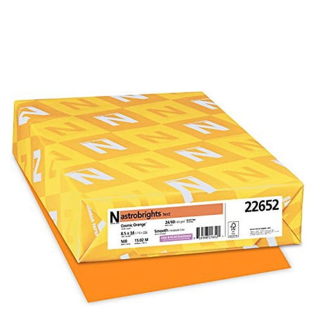 astrobrights color paper  8.5” x 14”  24 lb/89 gsm  cosmic orange  500 sheets (22652)