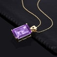 thumbnail image 2 of Gem Stone King 15.03 Ct Purple Amethyst Black Diamond 18K Yellow Gold Plated Silver Pendant, 2 of 4