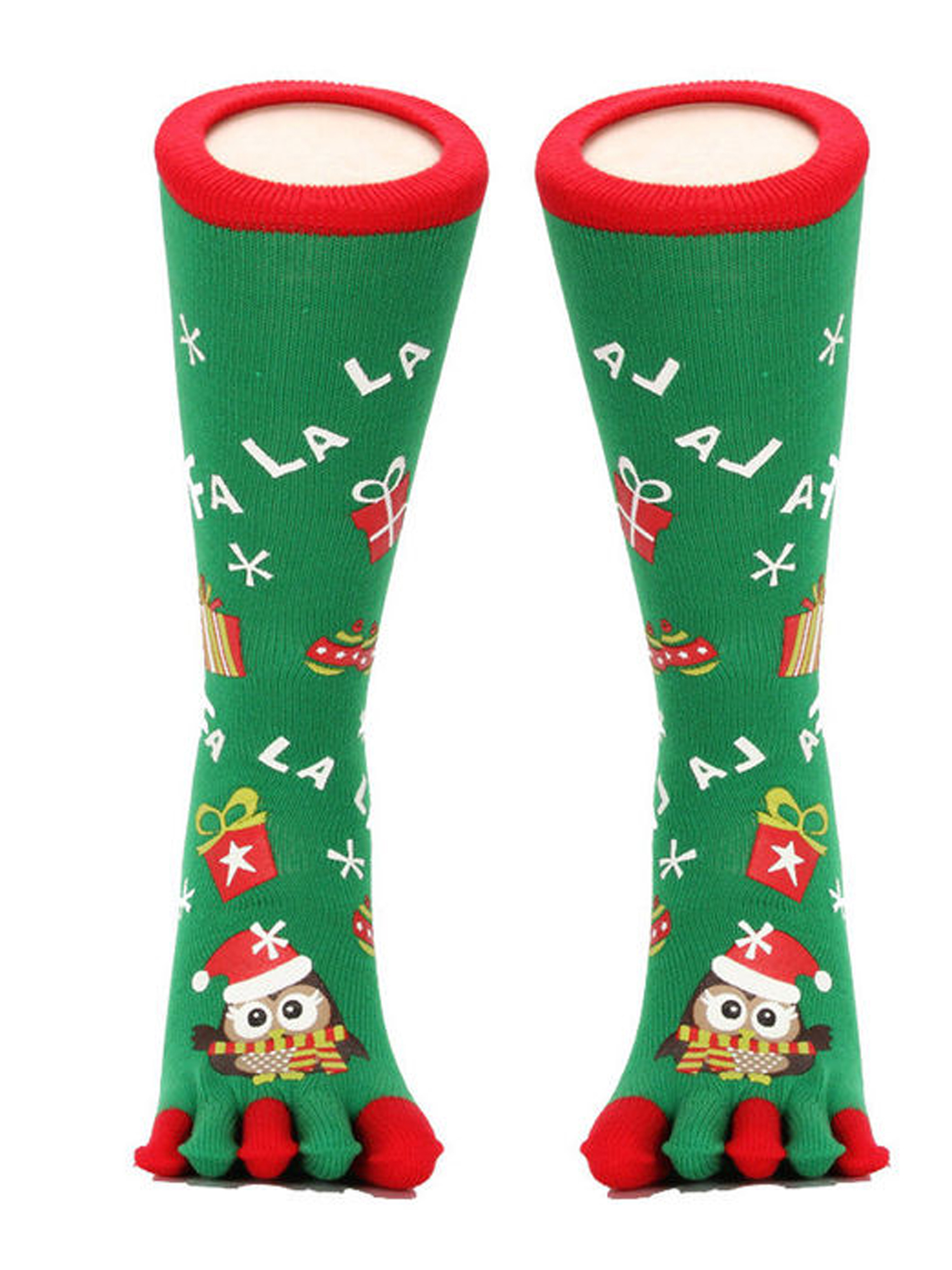 Womens Christmas Toe Socks Unisex Xmas Festive Printed Warm Thigh Knee