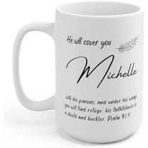 He Will Cover You Coffee Mug, Pastor Mug, Christian Mugs Pastor Appreciation Mug Gift for Friend Coworker Preacher Christmas Birthday Gift Bible Verse Mug for women