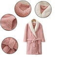 thumbnail image 3 of FJUCHAI Boys Girls Solid Color Robe 4-16Y Big Kids Warm Padded Thickened Pajamas Youth Bath Towel Plus Belt Pajamas Bathrobe for Fall Winter, 3 of 8