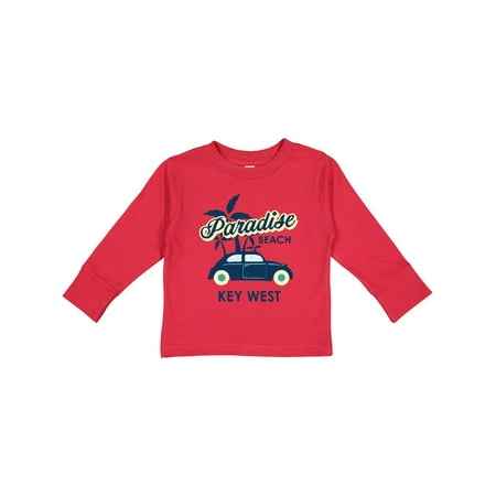

Inktastic Paradise Beach in Key West with Palm Trees and Car Gift Toddler Boy or Toddler Girl Long Sleeve T-Shirt