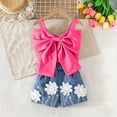 thumbnail image 4 of Amidoa Girls 2 Piece Outfits Summer Clothes Cute Tank Top Sleeveless Solid Color T-Shirt and Casual Shorts Kids Clothing Sets Hot Pink Size 5T, 4 of 9