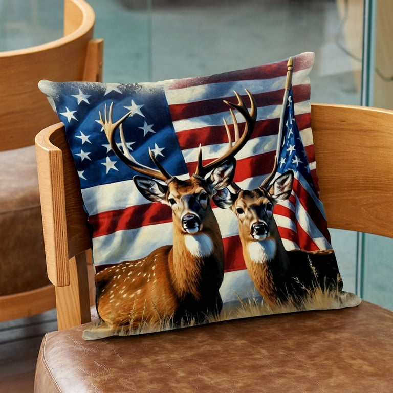 Throw Pillow Covers Couch Pillows Covers Set of 2 Sofa Pillow Covers Retro American Flag Deer Decorative Throw Pillow Covers Pillow Cover Walmart