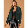 thumbnail image 3 of Abrigo mullido de piel sintética con solapa de muesca y chaqueta recortada para mujer Otoño Invierno Verde oscuro M, 3 of 6