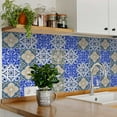 thumbnail image 2 of Mi Alma Blue Brown Floral Peel & Stick Tiles - Vinyl Backsplash 8x8, 2 of 11