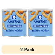 (2 pack) Gerber Stage 3 Baby Snacks, Playmaker Game Day Lil' Crunchies Puffs, Mild Cheddar, 1.48 oz