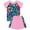 Pink, variant on REDARER Two Piece Bathing Suit for Children Girls Short Sleeve Swimwear and Shorts Leopard Heart Printed Swimsuit Set,Girls Swimsuit,6-7 Years