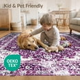 thumbnail image 4 of ODIKA 3'x5' Washable Accent Rug Purple Vintage Plum Distressed Boho Allover Pink Mauve Grey Lilac for Bedside, Nursery Room, Pet Friendly & Non-Shedding, 4 of 7