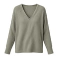 thumbnail image 6 of TKKCS Womens Waffle Knit V Neck Long Sleeve Tops Loose Fit Daily Casual Soft Stretch Pullover Oversized Blouses Gray 2XL, 6 of 8