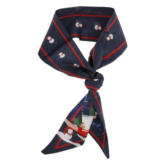 Unique Bargains 1 Pc Scarf Headband Snowman Neck Scarf for Women Navy Blue Red