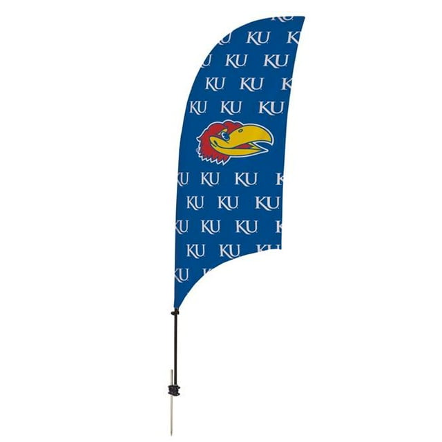 Showdown Displays 810028KAN-003 7.5 ft. Kansas Jayhawks Razor Feather NCAA Flag with Spike Base - No.003