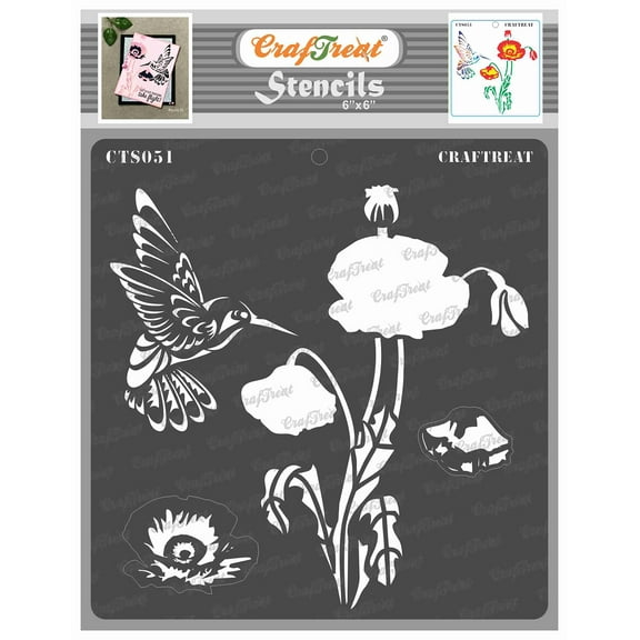CrafTreat Layered Poppy Stencil for Painting and Crafting - 6"x6"