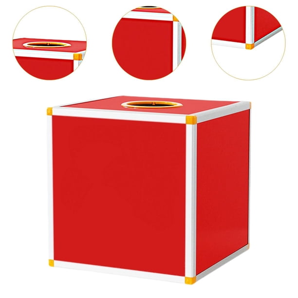 TOPBATHY Boîte De Tirage Carrée 40 Cm - Urne De Loterie Et Vote - Idéale Pour Événements, Collectes De Fonds, Réunions Annuelles - Rouge