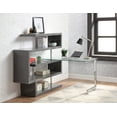 thumbnail image 5 of Modern Clear Glass Swivel Writing Desk, 4 Tier L-Shaped Rotating Versatile Computer Desk with Shelves and Steel Frame - Gray, 5 of 8