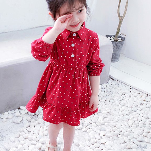 URMAGIC Baby Girls Long Sleeve Polk Dot Casual Dress Toddler Little Floral Princess Dresses