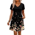 thumbnail image 6 of Spring Dresses for Women 2026 Casual Summer V Neck Floral Print A-Line Dress Beach Vacation Sundress Modest Dresses, 6 of 6