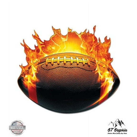 Football on Fire - 3" Vinyl Sticker - For Car Laptop I-Pad Phone Helmet Hard Hat - Waterproof Decal