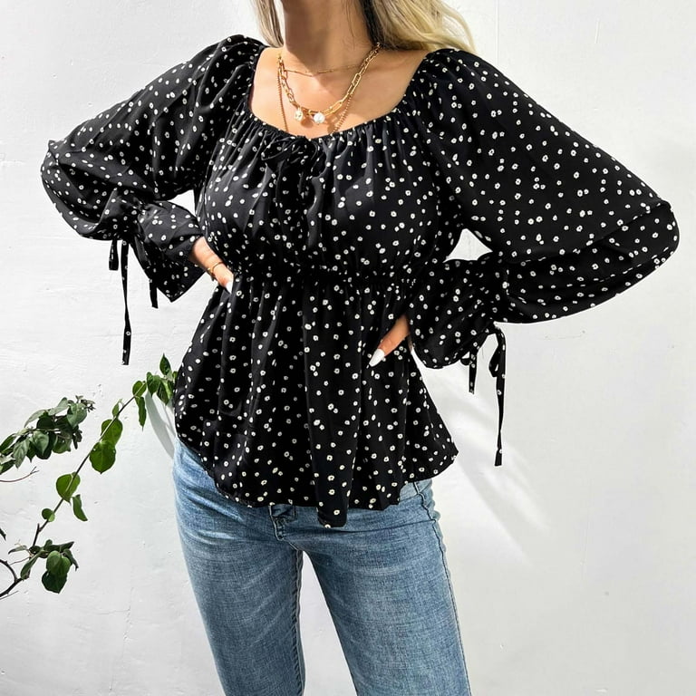 Scyoekwg Womens Long Sleeve Tops Womens Fall Tops Pullover Fall Clothes  Tunic Tops Shirts Lightweight Comfy Solid Color Casual Loose Fit Blouses  Round Neck Black L 