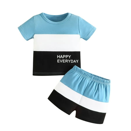 

Girls Outfit Sets Summer Cozy Colored Patchwork Letter Short Sleeved Tops and Shorts 2Pc Suit Baby Clothes for Girls
