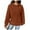 Coffee, variant on Krdevn Waffle Hoodie - Women's Loose Pullover with String Pocket, Long Sleeve Spliced Design for Casual Comfort, Size for S
