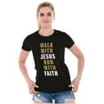 thumbnail image 3 of Walk With Jesus Christ Run Religious Womens Slim Fit Graphic Tee Brisco Brands X, 3 of 5