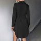 thumbnail image 5 of Moda Mujer Casual Cuello en V Color sólido Manga larga Cordón Slim Fit Vestido con dobladillo irregular Pompotops  hdfakjf6860, 5 of 8