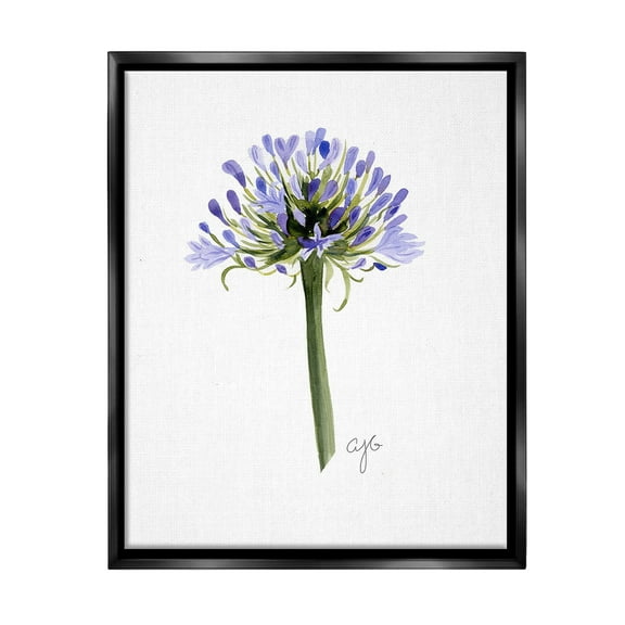Stupell Industries Minimal Purple Anther Botanical & Floral Painting Black Floater Framed Canvas Art Print Wall Art, 17 x 21