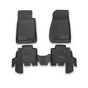 OMAC Floor Mats Liner for Jeep Wrangler 2007 2008 2009 2010 2011 2012 2013, All Weather, Durable, Black