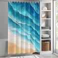 thumbnail image 5 of Ocean Waves Shower Curtain, 48" x 72", Abstract Gradient Orange Teal Waves Beach Waterproof Bathroom Curtain Washable Shower Curtain Set with 12 Hooks, 5 of 8