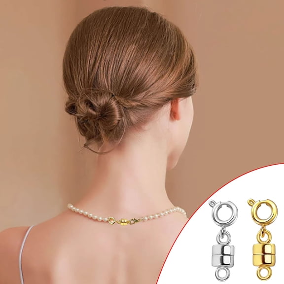 GLLCBF Magnetic Necklace Clasp with Lobster Clasp 18K Gold and Silver Magnetic Jewelry Clasps for Necklaces Extender Bracelet Clasps and Closures 1PC