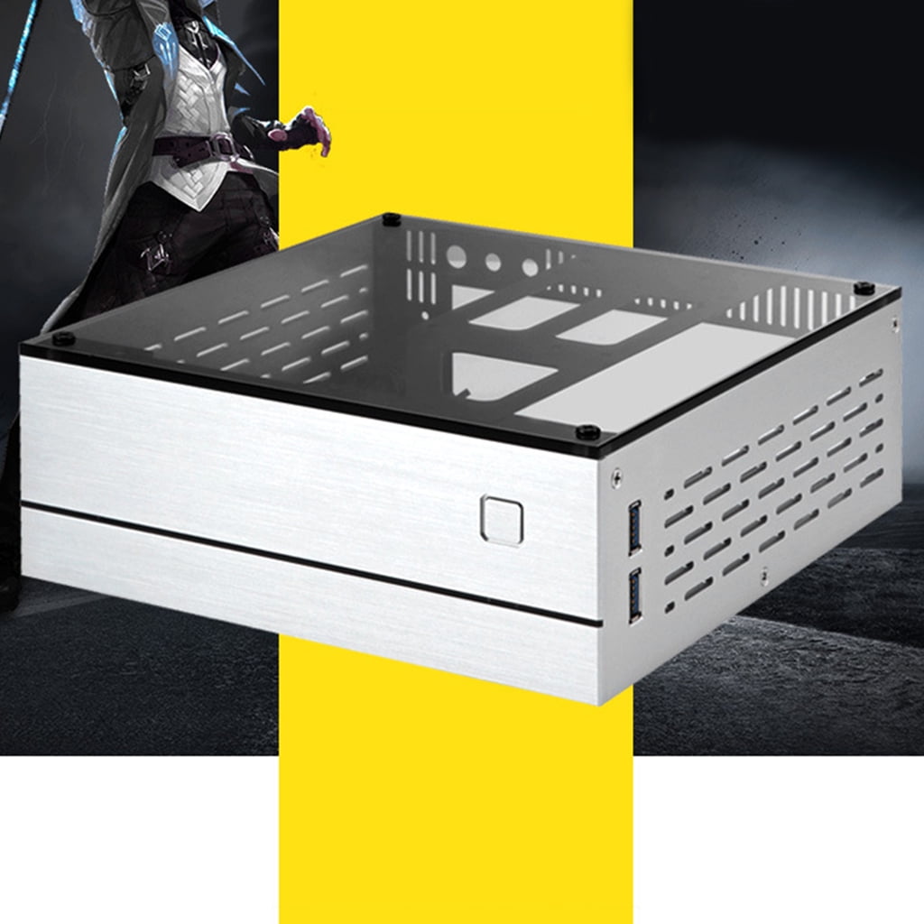 HESITONE B01 Desktop PC Enclosure Mini ITX Chassis for Case Cover Aluminum/Glass Durable