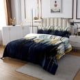 thumbnail image 3 of Erosebridal Navy Blue Bedspread Twin Size Graffiti Ombre Quilt Set, Brush Strokes Oil Painting Coverlet Set Modern Contemporary Bedding Set, Chic Vintage Abstract Gradient Bed Cover 2pcs, 3 of 4