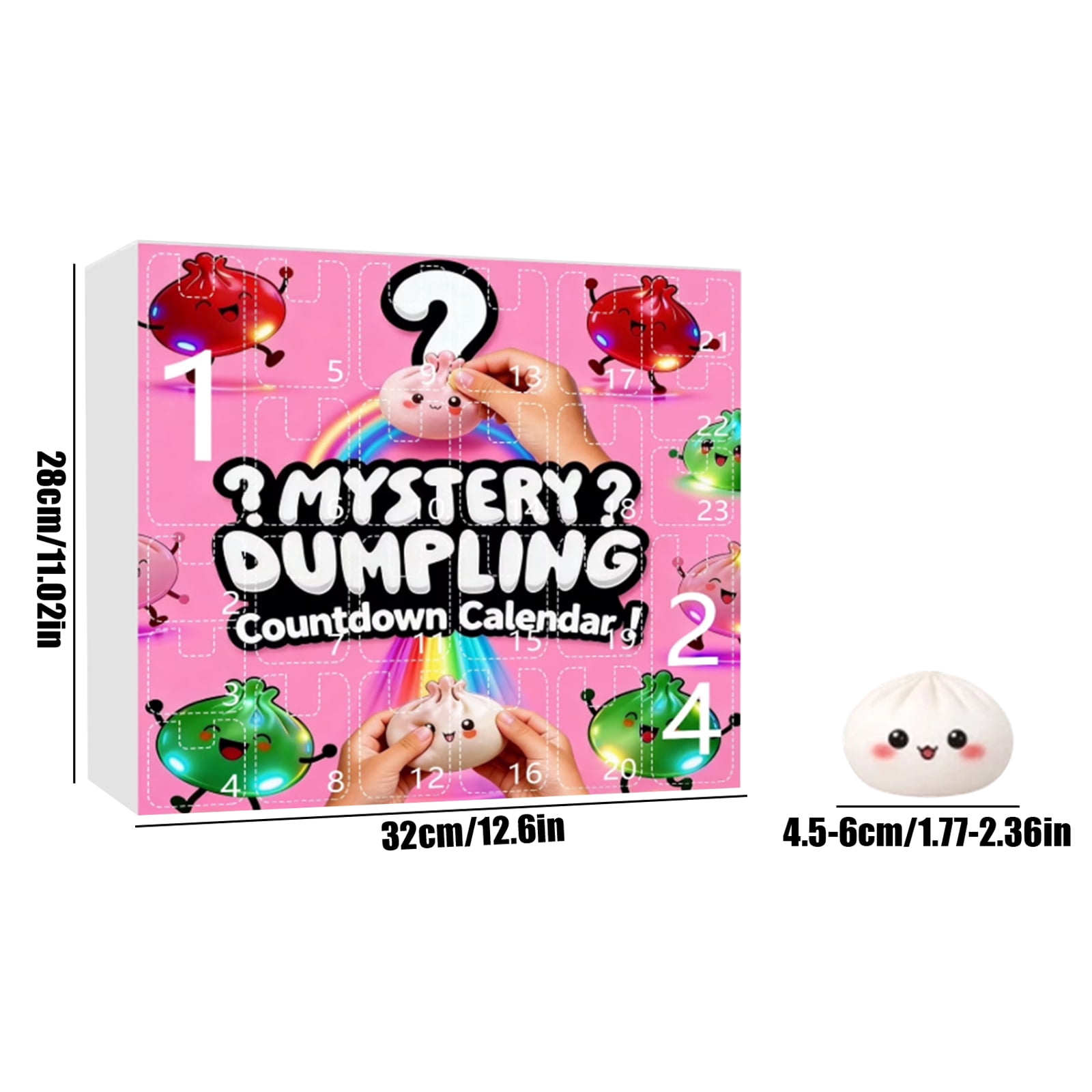 24Pcs Colorful Dumpling Squishy Advent Calender, Mystery Large Dumpling Squishy Blind Box, Squishy Dumpling Doll with Cute Expressions, Silicone Bun Dolls, Hand Pinching Decompression Dolls