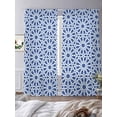 thumbnail image 2 of Blue Flowers Sheer Curtains 108 Inches Long 2 Panels Geometric Abstract Light Filtering Semi Sheer Window Curtains Drapes for Bedroom Living Room 52"x108"&nbsp;2&nbsp;&nbsp;Panels, 2 of 6