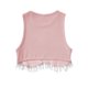 thumbnail image 2 of TRKIYQC, camisetas sin mangas para mujer, acanaladas, sin mangas, cuello redondo, borla de diamantes de imitación, diseño de dobladillo, ropa de calle de verano, camisetas sin mangas TRKIYQC moda, 2 of 5