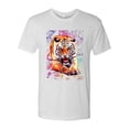 thumbnail image 2 of Wild Bobby, Tiger Growling Colorful Trippy Tie Dye Animal Lover Mens Premium Tri Blend T-Shirt, Heather White, Large, 2 of 3