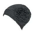 thumbnail image 2 of Abbracc For Ladies Solid Elastic Flower Hat Turban Chemo Cancer Hair Loss Cap Head Wrap dark grey, 2 of 9