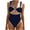Dark Blue-03, variant on Tummy Control Bikini Set for Women High Waisted Color Block Bathing Suits Summer Holiday Travel & Casual Swimming