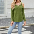 thumbnail image 2 of Jalioing Women's Long Sleeve Fashion Tops Ribbed Cold Shoulder Scoop Neck Shirts Casual Loose Fall Tunic Blouses, 2 of 8