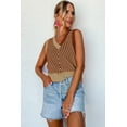 thumbnail image 4 of Ahlaray Chic V-Neck Knit Vest with Chevron Stripes - Light French Beige, Sizes S-XL, 4 of 8