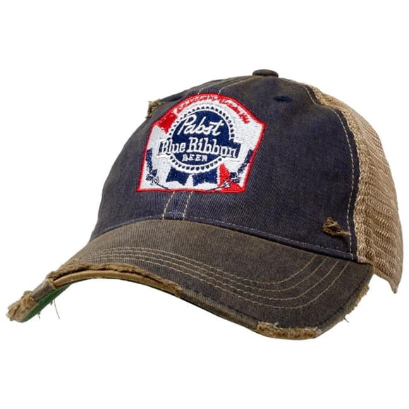 Pabst Blue Ribbon Pabst Blue Ribbon Brown Retro Brand Distressed PBR Trucker Hat