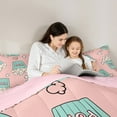 thumbnail image 4 of Feelyou Pink Cartoon Popcorn Twin Bedding Sets 7-Piece for Kids, Movie Lover Bedding Comforter Set, Retro Film Cinema Reversible Sheet Sets, Ultra Soft Home Decor, 4 of 7