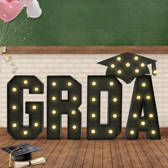 GRAD Light Up Letters Graduation Decoration KT Board LED Letter Lights USA