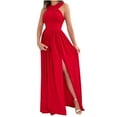 thumbnail image 2 of Gspmoly Robes d'Été pour Femmes, Robe d'Été pour Femmes Aguichant Unie Dos Nu Col Ourlet Fendue Robes Robe de Cocktail Économies, 2 of 9