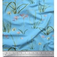 thumbnail image 1 of Soimoi Blue Cotton Duck Fabric Grass,Wildflower & Floral Print Fabric by Yard 56 Inch Wide, 1 of 1