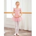 thumbnail image 3 of Oudiya Girls Ruffle Sleeve Shiny Ballet Leotard Tutu Dance Dresses for Ballerina Kids 3-11Y, 3 of 7