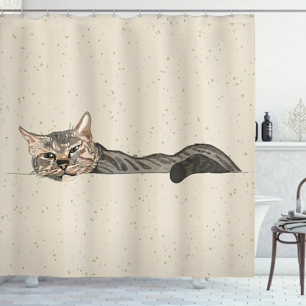 Cat Shower Curtain Lazy Sleepy, Cat Shower Curtain Kohls