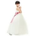 thumbnail image 2 of Ekidsbridal Girl Bridesmaid Flower Girl Dress - V-Neck Ivory Tulle Dress with Tiebow 218noFT-A (Size: 2-12), 2 of 4