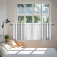 thumbnail image 4 of Grey Striped Tier Curtains, Modern White Striped Abstract Art Aesthetics Light Filtering Kitchen Curtains, 2Pcs Rod Pocket Half Window Treatments Panels for Sink Cafe Cabinet Camper 27.5x24 Inches, 4 of 9